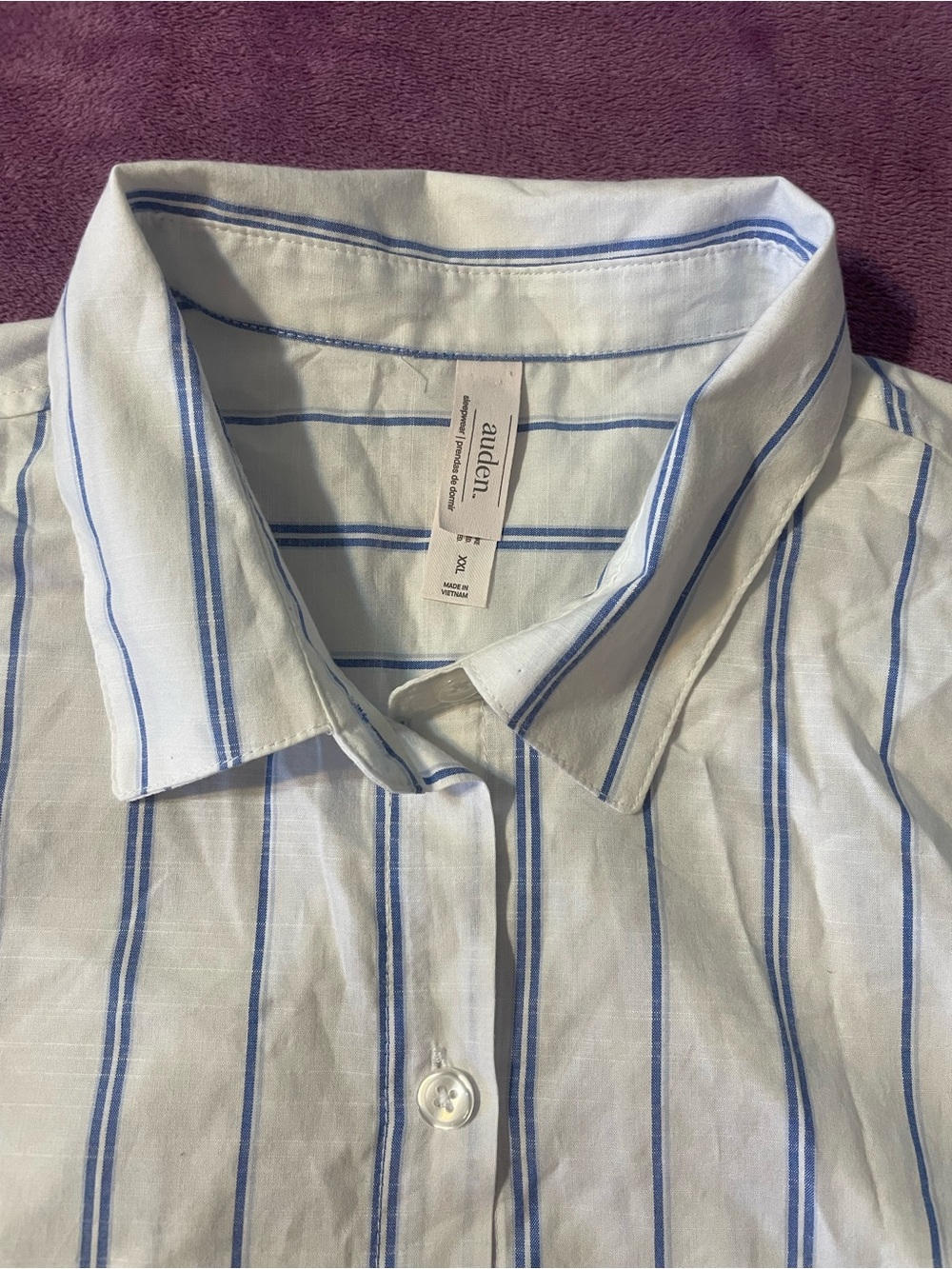 Auden women’s White Shirt with Blue Vertical Stripes